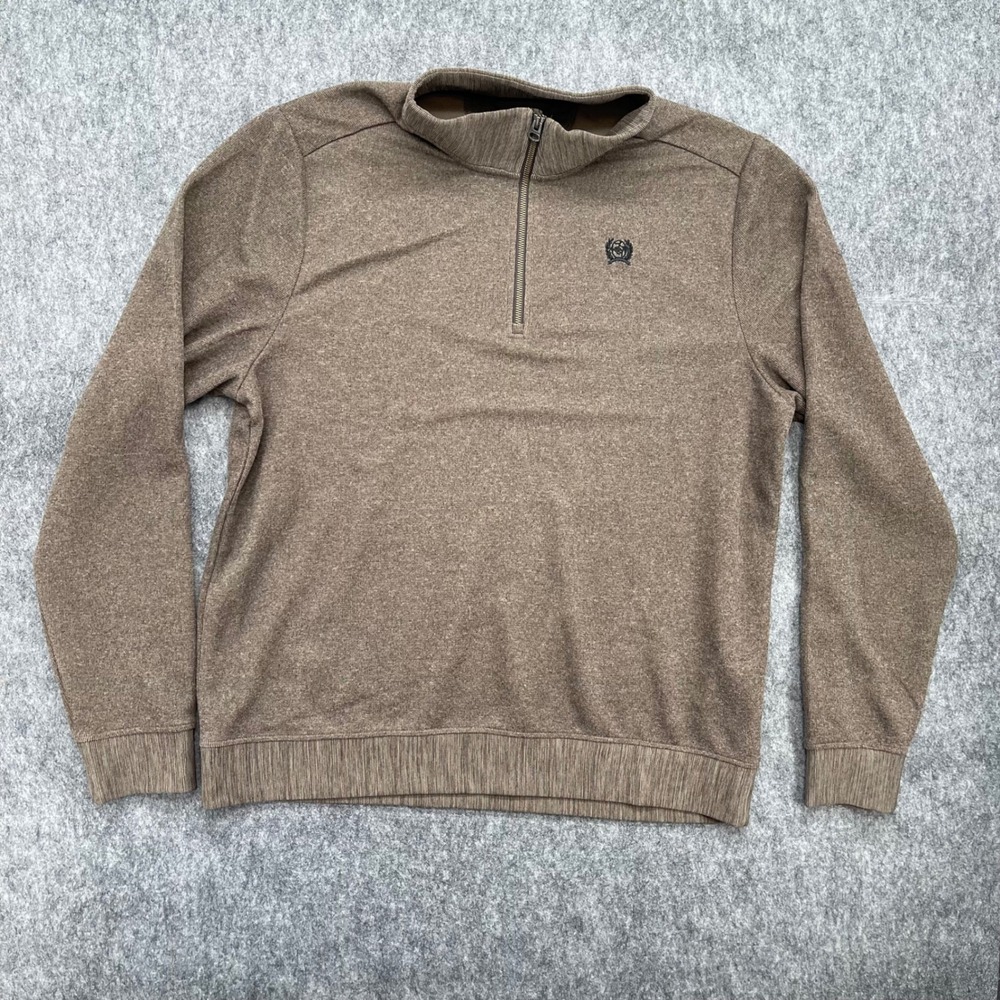 Cinch Sweater Mens XL Brown 1/4 Zip Pullover Logo Long Sleeve